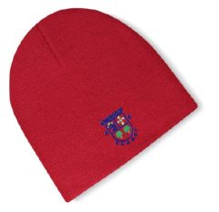 Red Beanie Hat - Embroidered with Evenwood CE Primary School Logo