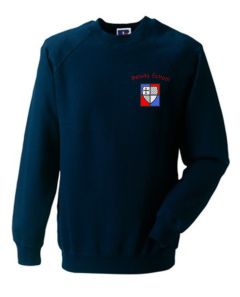 Navy Blue Crew Neck Sweatshirt - Embroidered with Belsay Primary School Logo