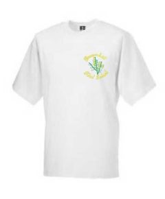 White PE T-Shirt - Embroidered with Broomhill First School logo
