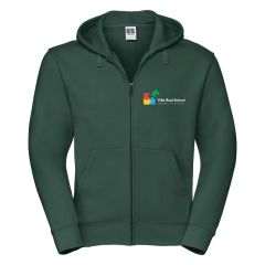 Bottle Green Zipped Hoodie - Embroidered with Villa Real School Logo