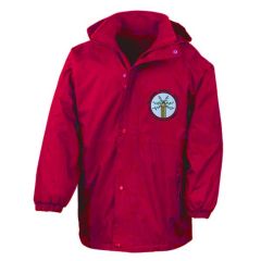 Red Stormproof Coat - Embroidered with Bowburn Primary School Logo