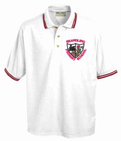 White/Red Tipped Polo - Embroidered With Brandling Primary School Logo