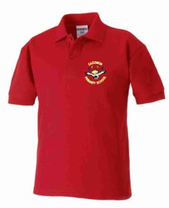 (STAFF) Red Polo - Embroidered with Caedmon Primary School (Gateshead) Logo