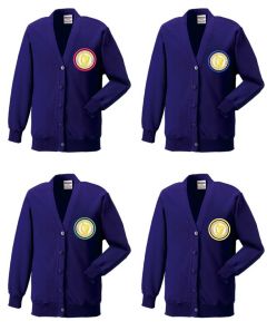 Purple Sweat Cardigan - Embroidered with Caedmon Primary School (Middlesbrough) logo