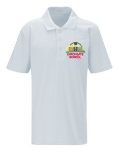 White Classic Polo - Embroidered With Catchgate Primary School Logo