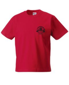 Red PE T-shirt - Printed With Catchgate Primary School Logo