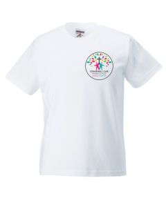 White PE T-Shirt - Embroidered with Crakehall CofE School logo