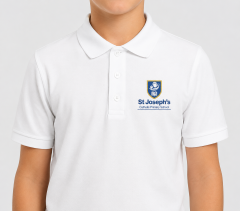 White Polo - Embroidered with St Joseph's Primary School (Stanley) logo