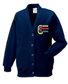 Ink Blue SweatCardigan - Embroidered with Coxhoe Primary School Logo