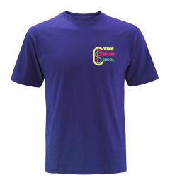 Royal PE T-shirt - Embroidered with Coxhoe Primary School Logo