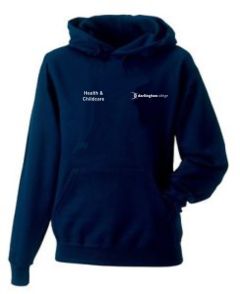 Navy Hoodie - Embroidered With Darlington College Logo + Health & Childcare