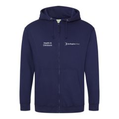 Zipped Navy Hoodie - Embroidered With Darlington College Logo + Health & Childcare