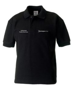 Black Polo - Embroidered with Darlington College logo + Uniform Public Services