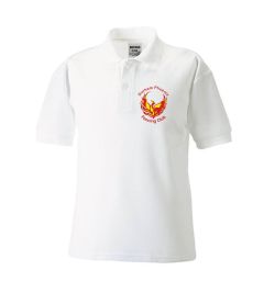 White Kids Polo - Embroidered Durham Phoenix Fencing Club Logo