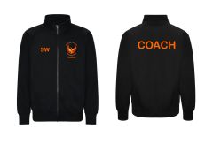 COACH - Deep Black Campus Full Zip Sweat - Embroidered Durham Phoenix Fencing Club Logo on front with COACH under + Printed on back COACH