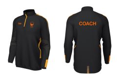 COACH - Black/Amber Edge pro team Midlayer - Embroidered Durham Phoenix Fencing Club Logo on front with COACH under + Printed on back COACH