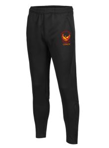 COACH - Black Track Pants - Embroidered Durham Phoenix Fencing Club Logo with COACH under