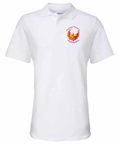 White Adults Unisex Polo - Embroidered Durham Phoenix Fencing Club Logo