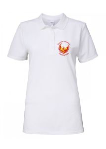 White Adults Ladies Polo - Embroidered Durham Phoenix Fencing Club Logo