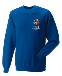 Royal Crew-neck sweatshirt - Embroidered with Esh C.E. Primary School Logo