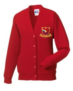 Red Cardigan - Embroidered with Farringdon Academy Logo