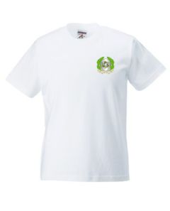 White PE T-Shirt - Embroidered with Fishburn Primary School logo