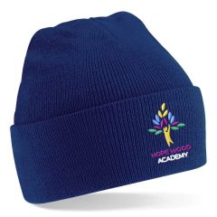 Navy Infant Knitted Hat - Embroidered with Hope Wood Academy School logo