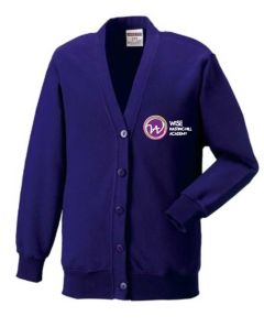 Purple Sweat Cardigan - Embroidered with Hasting Hill Academy Logo