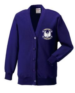 Purple Sweat Cardigan - Embroidered with Hebburn Lakes Primary School Logo