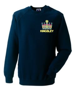Navy Crew-neck sweatshirt - Embroidered with Kingsley Primary School Logo