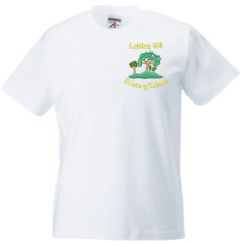 White PE T-shirt - Embroidered with Lobley Hill Primary School Logo