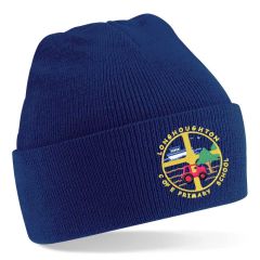 Navy Knitted Hat - Embroidered with Longhoughton C.E. Primary School Logo