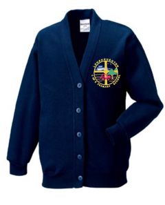 Navy SweatCardigan - Embroidered with Longhoughton C.E. Primary School Logo