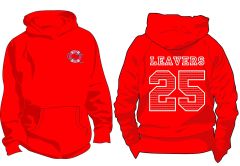 Fire Red Leavers 2025 Hoodie - Embroidered with Marine Park First School Logo + Leavers print on the back