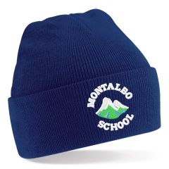 Navy Knitted Hat - Embroidered with Montalbo Primary School Logo