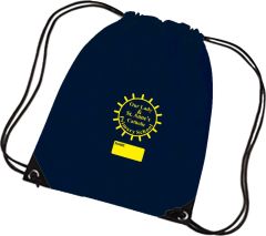 Navy PE Bag - Printed with Our Lady & St Anne's RC Primary School logo & Name Place