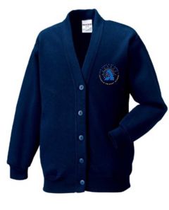 Navy Sweat Cardigan- Embroidered With Our Lady & St Anne's Logo