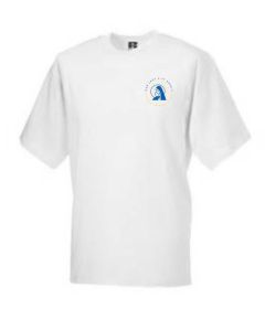 White PE T-Shirt - Embroidered with Our Lady & St Anne's RC Primary School logo