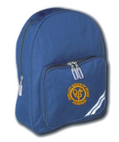 Royal Infant Backpack - Embroidered with Our lady Queen of Peace Primary School logo