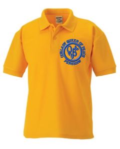 Gold Polo - Embroidered with Our Lady Queen of Peace R.C. PS Logo
