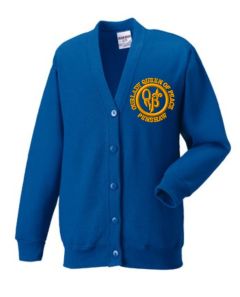 Royal Sweat Cardigan - Embroidered with Our Lady Queen of Peace R.C. PS Logo