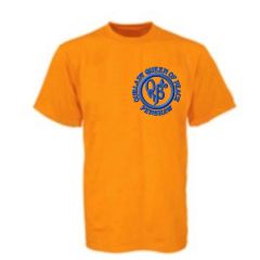Gold PE T-shirt - Embroidered with Our Lady Queen of Peace R.C. PS Logo