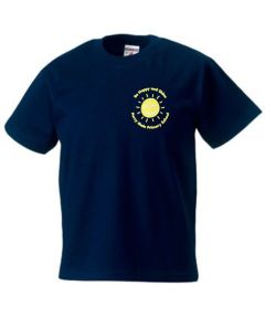 PE Navy T-Shirt - Embroidered with Percy Main Primary School logo