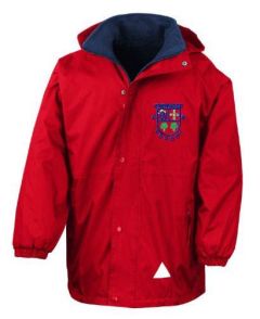 Red Stormproof Coat - Embroidered with Evenwood CE Primary School Logo