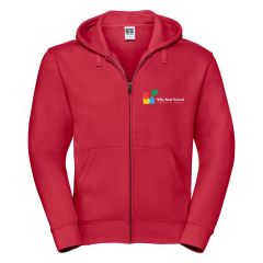 Classic Red Zipped Hoodie - Embroidered with Villa Real School Logo