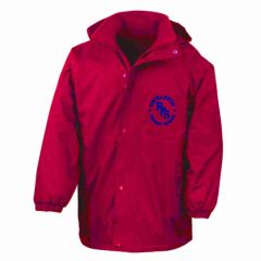 Red Stormproof Coat with Rickleton Primary School Logo