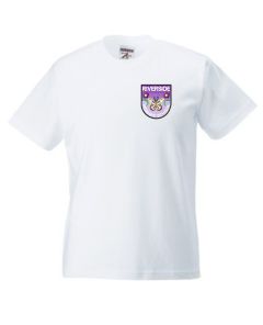 White PE T-Shirt - Embroidered with Riverside Primary School logo