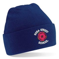 Navy Knitted Hat - Embroidered with Rosa Street Primary School Logo