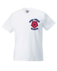 White T-Shirt with embroidered Rosa Street Primary School Logo