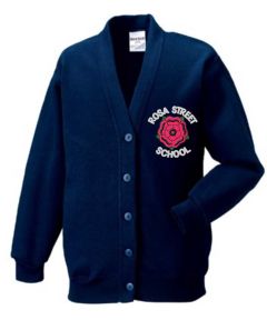 Navy Sweat Cardigan - Embroidered with Rosa Street Primary School Logo